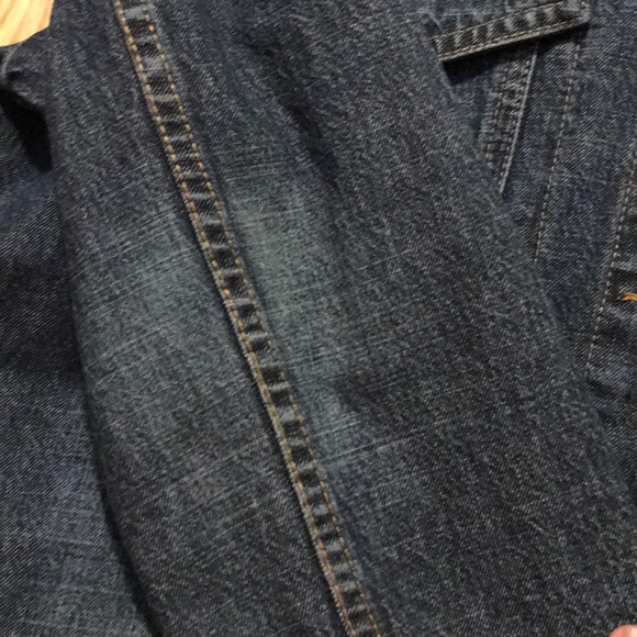 Vintage barn jean jacket macrame bead trim silver heart buttons 3/4 sleeve EUC - Picture 5 of 11